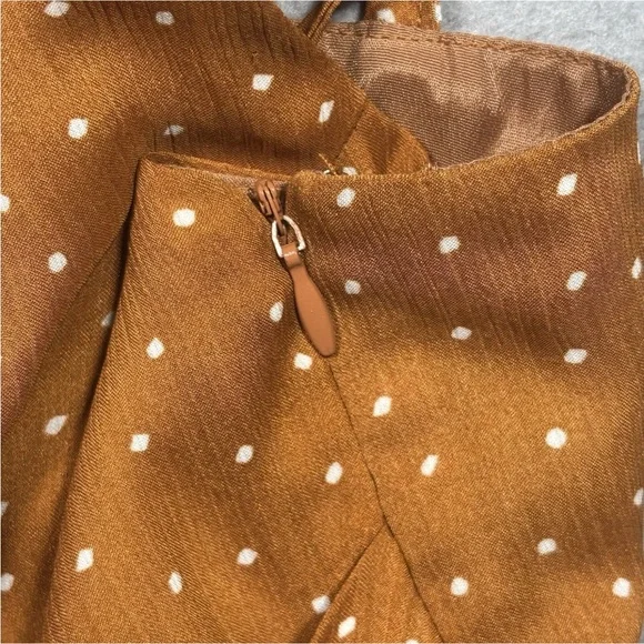 Lulus Missy Rust Orange Polka Dot Satin Knotted Front Mini Dress Womens S Boho - Picture 8 of 11